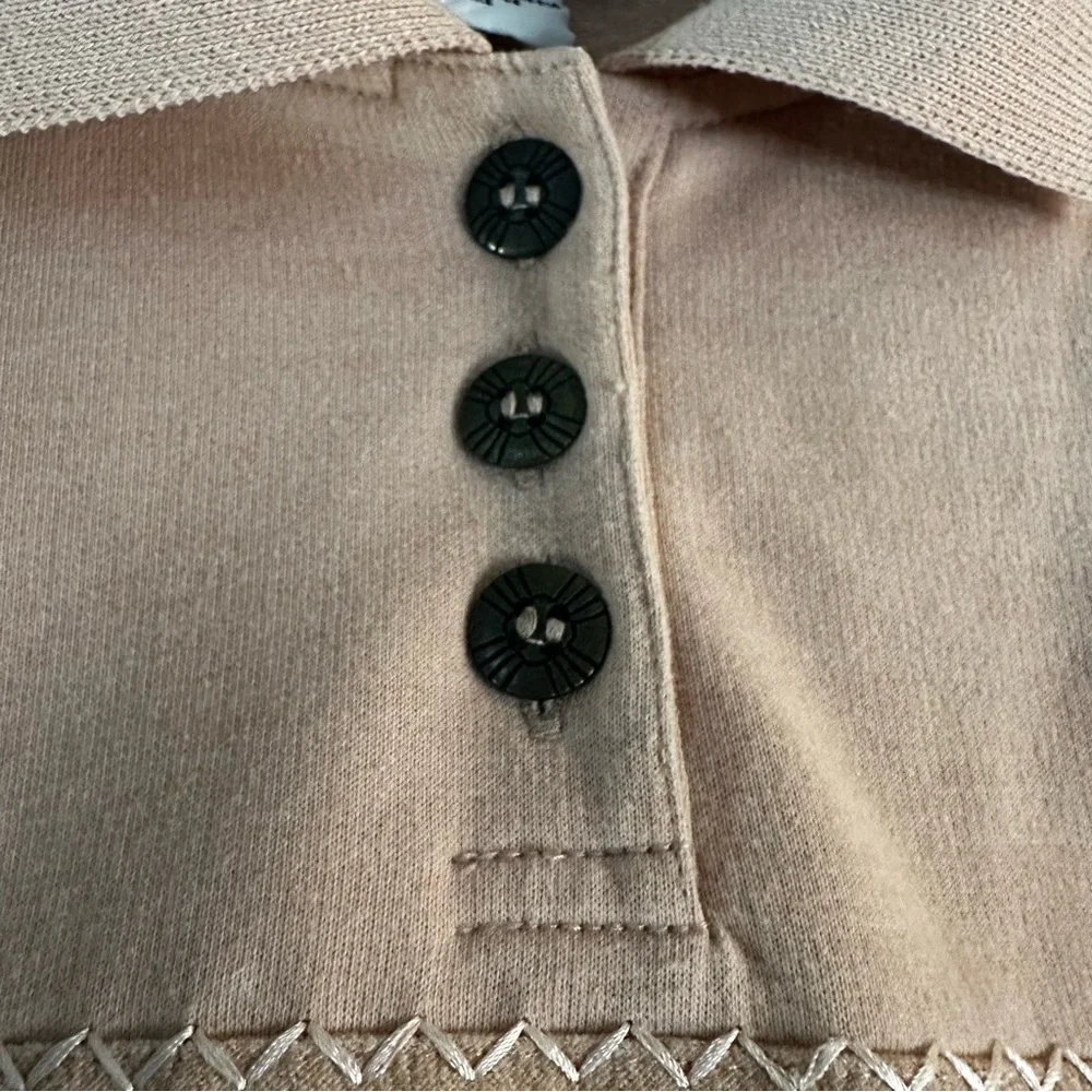 Alfred Dunner Embroidered Patchwork Sweatshirt Polo Medium Peach Floral - Picture 4 of 15